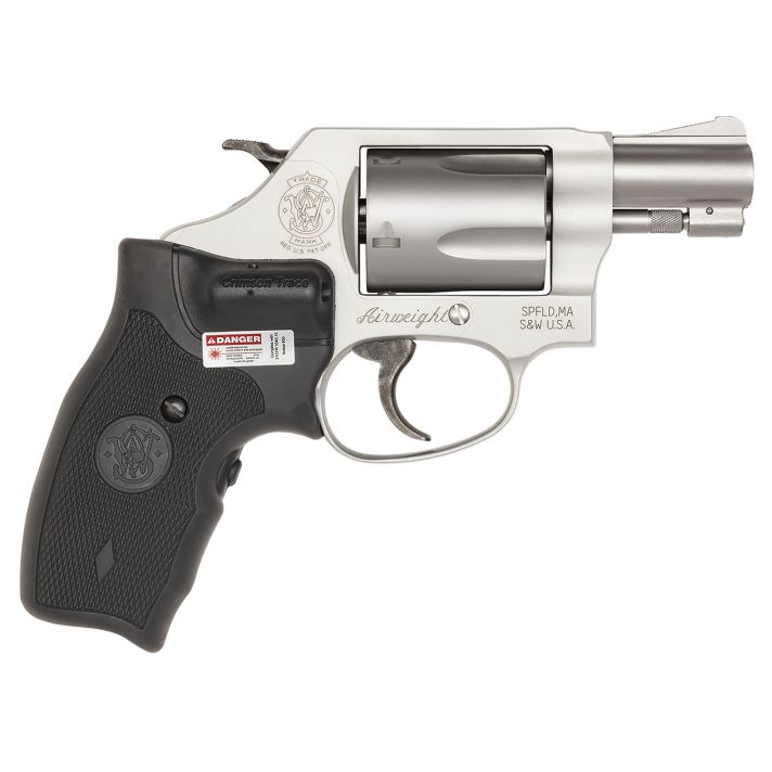 Smith & Wesson 163052 Model 637 w/Laser J-Frame 38 Special +P 5 Shot 1.88" Stainless Steel Barrel, Stainless Cylinder, Matte Silver Aluminum Frame, Black Crimson Trace Lasergrip