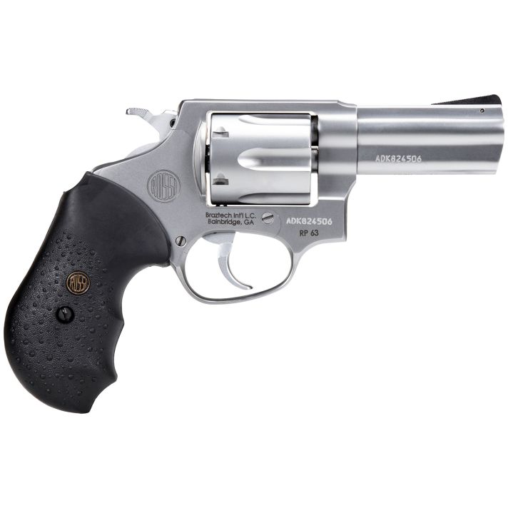 Rossi 2RP639 RP63Small Frame 357 Mag 6 Shot, 3" Satin Stainless Steel Barrel, Cylinder & Frame, Black Textured Rubber Grip, Hammer Block Safety, Exposed Hammer