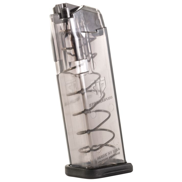 ETS Group SMKGLK19 Pistol Mags15rd Standard 9mm Luger Compatible w/ Glock 19/26 Smoke Polymer