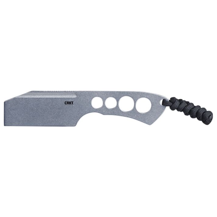 CRKT 2130 Razel Chisel 2" Fixed Plain Stonewashed 8Cr13MoV SS Blade/Silver Skeletonized Stainless Steel Handle Includes Cord Fob/Sheath