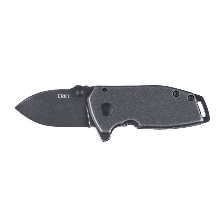 CRKT 2485K SQUID #405 Compact Folding Plain Stonewashed 8Cr13MoV SS Blade, Stainless Steel Handle, Includes Pocket Clip