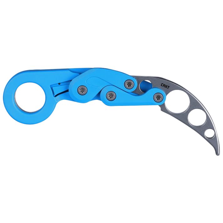 CRKT 4041T Provoke Trainer 2.48" Folding Karambit Plain Stonewashed 420J2 SS Blade/ Blue Polypropylene Handle Includes Pocket Clip