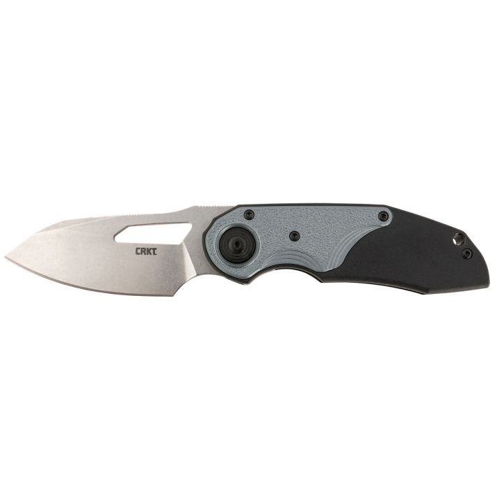 CRKT 5410 Attaboy2.73" Folding Drop Point Plain Stonewashed D2 Steel Blade/Black/Silver GRN Handle Includes Pocket Clip