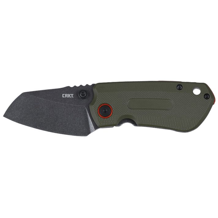 CRKT 6277 OverlandCompact 2.24" Folding Plain Stonewashed D2 Steel Blade, Green w/Orange Accents G10/SS Handle, Includes Pocket Clip