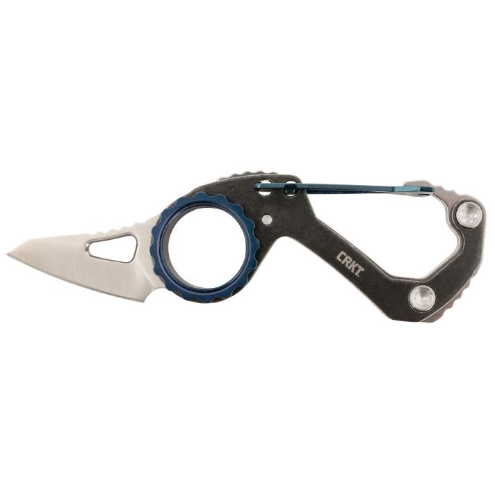 CRKT 9083 Compano1.44" Folding Sheepsfoot Plain Satin 8Cr13MoV SS Blade/Black Stonewashed w/Blue Accents Stainless Steel Handle