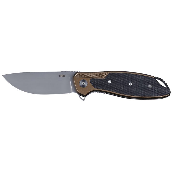 CRKT K360GXP Jake3.32" Drop Point Plain Bead Blasted 12C27 Sandvik Blade/ Black/Brown Aluminum/G10 Handle Includes Pocket Clip
