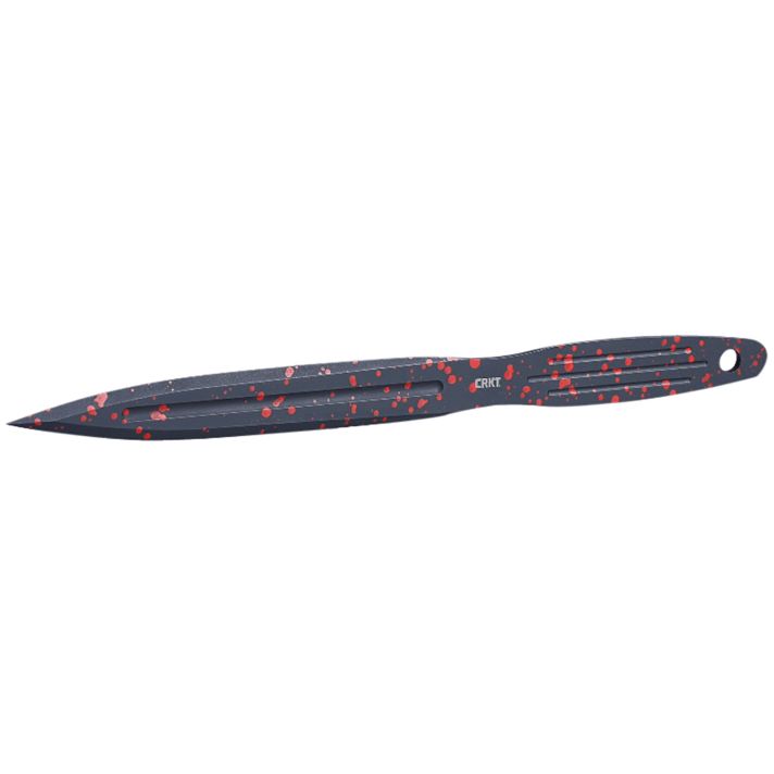 CRKT K930RKP Onion Throwing Knives 6.25" Fixed Spear Point Plain Non-Sharp Black/Red Spatter 1050 High CarbonIncludes Sheath 3 Blades