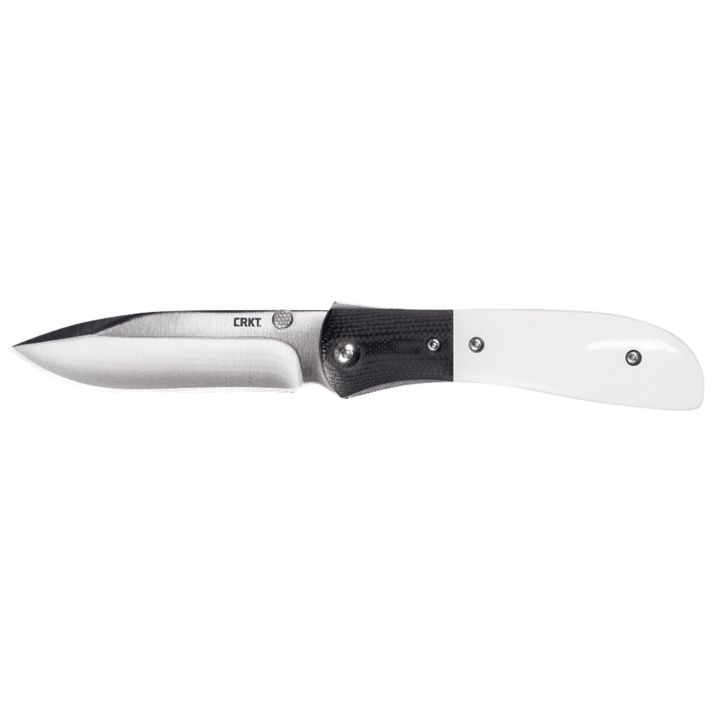 CRKT M4-02M M4-02M3.25" Plain Satin 8Cr13MoV SS Blade Black/White Resin Infused Fiber w/G10 Bolster Handle Includes Pocket Clip