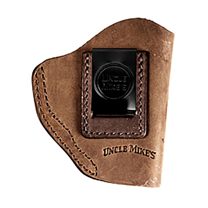 Uncle Mikes-leather(1791) UMIWB2BRWA Inside the WaistbandIWB Size 02 Brown Leather Belt Clip Fits Small Frame Revolver Right Hand