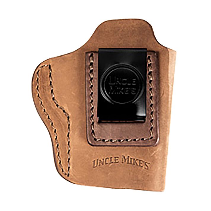 Uncle Mikes-leather(1791) UMIWB3BRWA Inside the Waistband IWB Size 03, Brown Leather, Compatible w/Springfield Hellcat, Glock 42/43, Belt Clip Mount, Right Hand