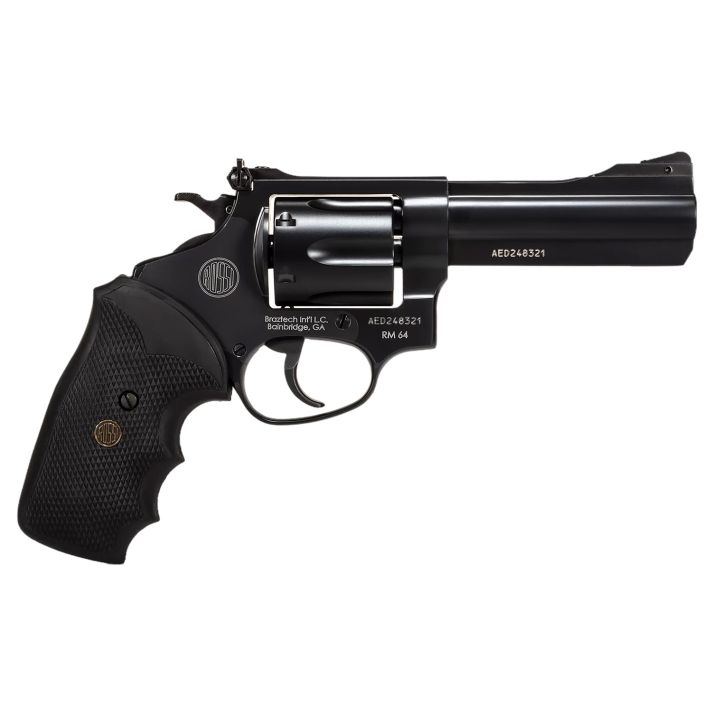 Rossi 2RM641 RM64Medium Frame 357 Mag 6 Shot, 4" Black Steel Barrel, Cylinder & Frame, Black Textured Rubber Grip, Hammer Block Safety