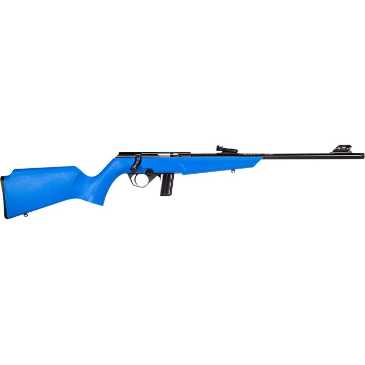 RossiRB22Compact 22 LR 10+1, 16" Matte Black Button Rifled Free Floating Steel Barrel, Matte Black Stainless Steel Receiver, Blue Monte Carlo Stock, Right Hand