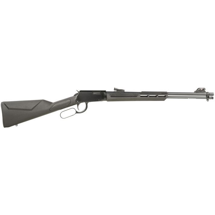 Rossi RL22W201SY Rio BravoLever Action 22 WMR 12+1 20" Round Barrel, Black, Polished Rec/Barrel, Synthetic Stock, Fiber Optic Sights