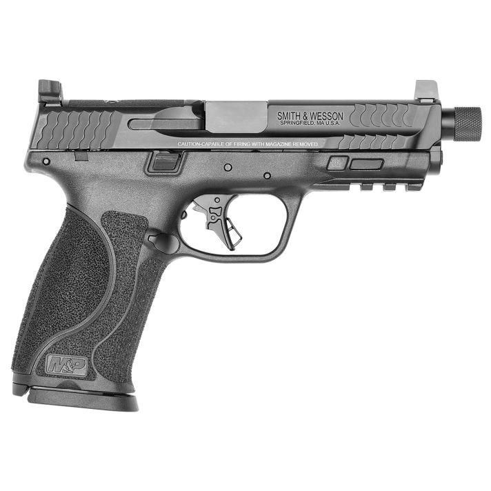 Smith & Wesson 13585 M&P M2.0Full Size 9mm Luger 17+1, 4.62" Black Armornite Steel Threaded Barrel & Optic Ready/Serrated Slide, Matte Black Polymer Frame w/Picatinny Rail