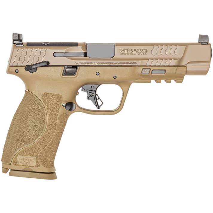 Smith & Wesson 13569 M&P M2.0Full Size 9mm Luger 17+1, 5" Black Armornite Steel Barrel, Flat Dark Earth Armornite Optic Ready/Serrated Stainless Steel Slide & Polymer Frame w/Picatinny Rail