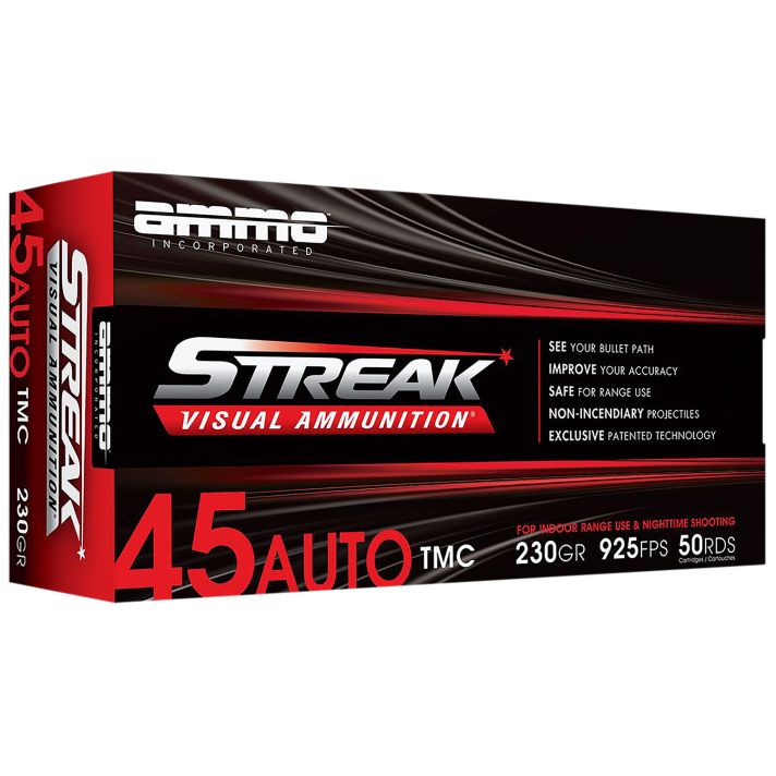 Ammo Inc 45230TMCSTRKRED50 Streak Visual (RED)45ACP 230gr Total Metal Case 50 Per Box/20 Case