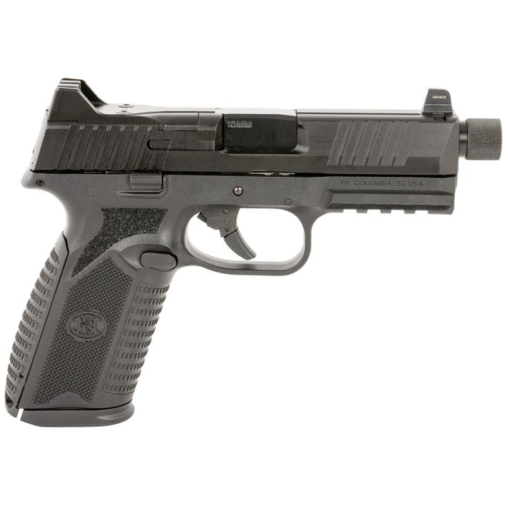 FN 66101375 510 Tactical Full Size Frame 10mm Auto 22+1, 4.71" Black Target Crown Steel Barrel, Black PVD Optic Cut/Serrated Steel Slide & Polymer Frame w/Picatinny Rail, Ambidextrous