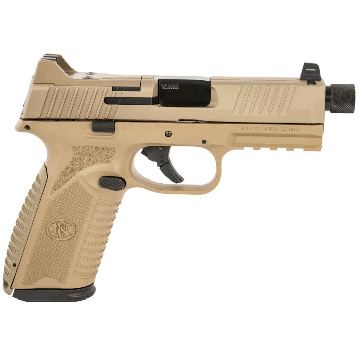 FN 66101376 510 Tactical Full Size Frame 10mm Auto 22+1, 4.71" Black Target Crown Steel Barrel, Flat Dark Earth PVD Optic Cut/Serrated Steel Slide & Polymer Frame w/Picatinny Rail, Ambidextrous