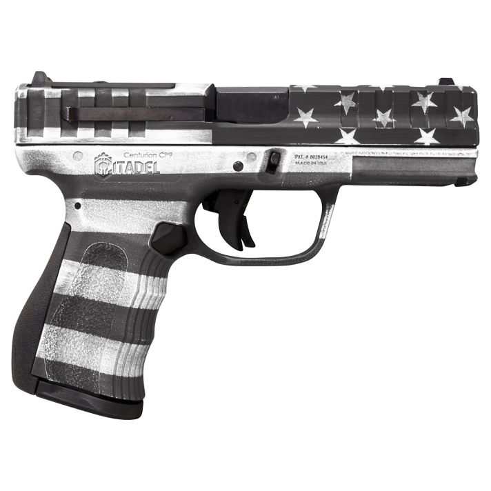Citadel CITCP9USG Centurion CP9 Compact 9mm Luger 14+1 4" Black Steel Barrel, American Flag Gray Cerakote Optic Ready/Serrated Slide, Polymer Frame & Grip
