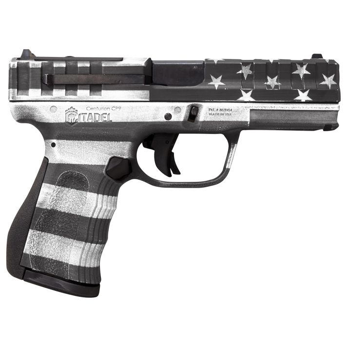 Citadel CITCP9USGCAN Centurion9mm Luger 14+1, 4" Black Steel Barrel, American Flag Gray Cerakote Optic Ready/Serrated Slide, Polymer Frame & Grip, Features Matching Ammo Can