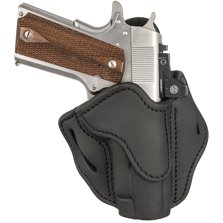 1791 Gunleather ORBH1SSBLR BH1 Optic Ready OWB Stealth Black Leather Belt Slide Fits 4-5" 1911 Right Hand