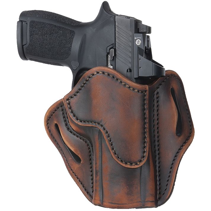 1791 Gunleather ORBH24VTGR BH2.4 Optic Ready OWB Size 2.4 Vintage Leather Belt Slide Fits Walther PPQ/Sig P320/Springfield XD-M Right Hand