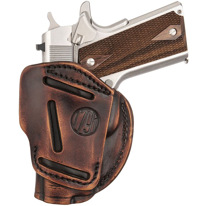 1791 Gunleather 3WH1VTGA 3-WayIWB/OWB Size 01 Vintage Leather Belt Loop Fits 1911 3-4" Ambidextrous Hand