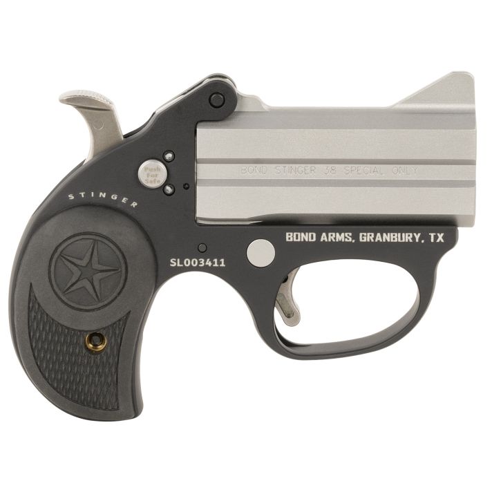 Bond Arms BASL Stinger38 Special 2rd Shot 3" Matte Stainless Anodized Aluminum Frame, Black Rubber Grips