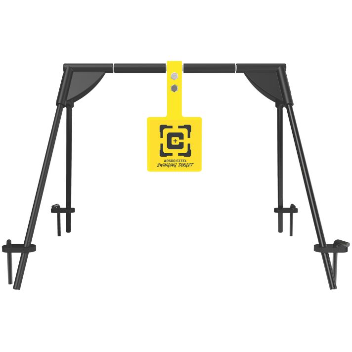 Caldwell 1187590Swinging Rifle Black/Yellow AR500 Steel Hanging Standing Includes Ground Stakes