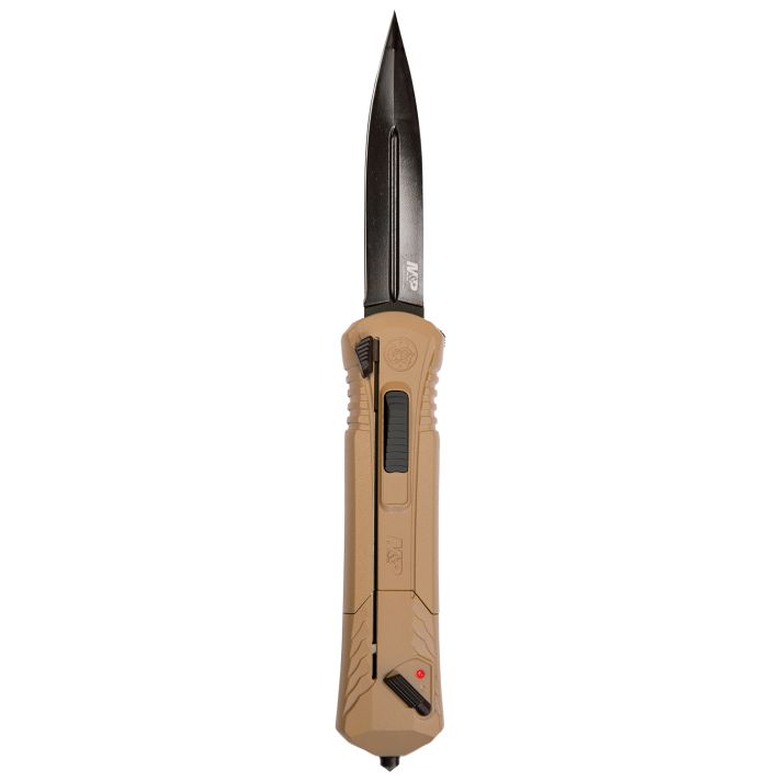 Smith & Wesson Knives 1092050 M&P3.50" OTF Spear Point Plain Black Oxide AUS-8A SS Blade 5.16" Flat Dark Earth Aluminum Handle