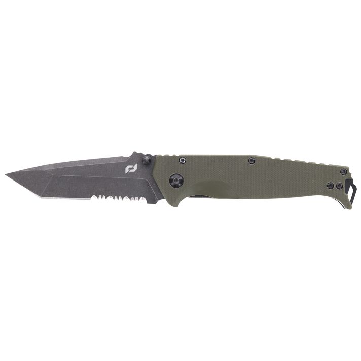 Schrade 1159324 Melee3.50" Folding Tanto Part Serrated Dark Stonewash D2 Steel Blade 4.50" OD Green G10/SS Handle