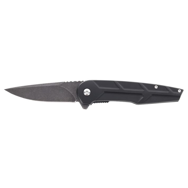 Schrade 1159329 Reckon3.25" Folding Drop Point Plain Dark Stonewash D2 Steel Blade 4.40" Black Aluminum Handle