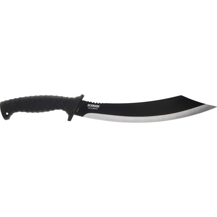 Schrade 1182527 Decimate Parang11.75" Fixed Parang Plain Black Black Oxide 3Cr13 Steel Blade 6.75" Black Rubber Overmold Handle Includes Sheath