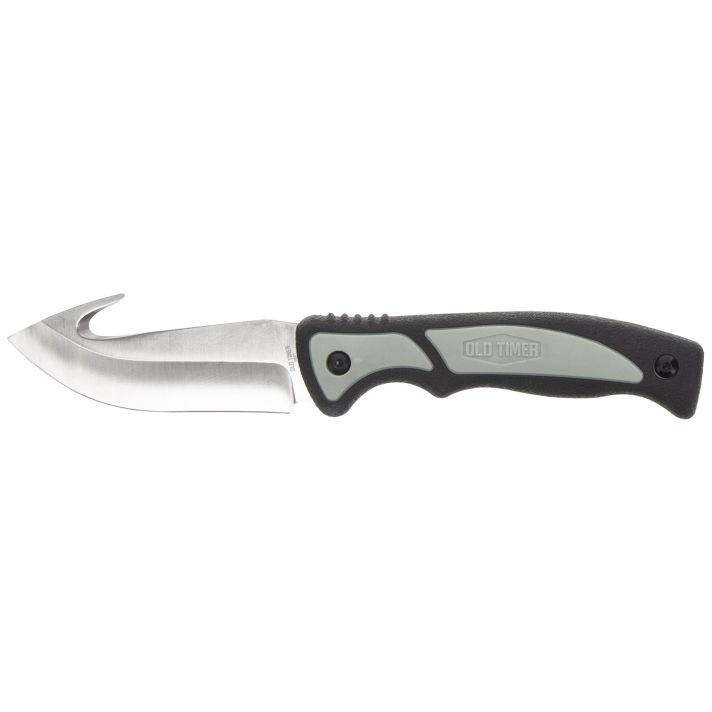 Old Timer 1137138 Trail Boss3.70" Fixed Gut Hook Plain Stainless Steel Blade, TPE Handle Includes Sheath