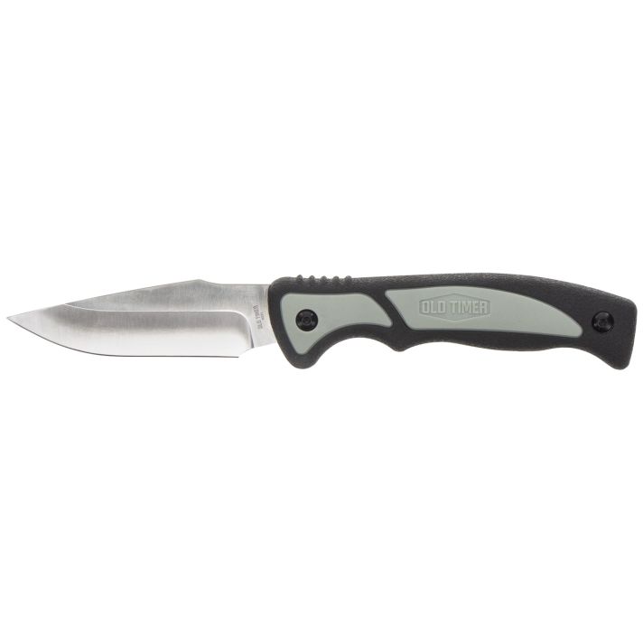 Old Timer 1137140 Trail Boss3.70" Fixed Caper Plain Stainless Steel Blade 5.25" TPE Handle Includes Sheath