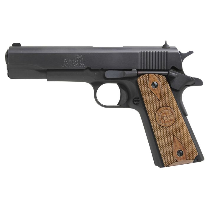 Iver Johnson Arms 1911A1938 1911 A138 Super 9+1 5" Black Steel Barrel, Matte Blued Serrated Steel Slide & Frame w/Beavertail, Double Diamond Checkered Walnut Grip