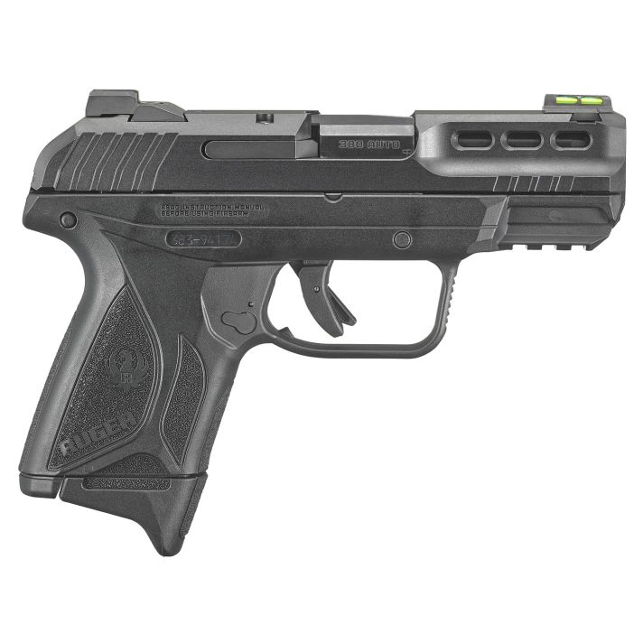 Ruger 3839 Security-380380 ACP 10+1/15+1 3.42" Black Oxide Barrel, Black Serrated Steel Slide, Black Polymer Frame w/Accessory Rail, Black Polymer Grips