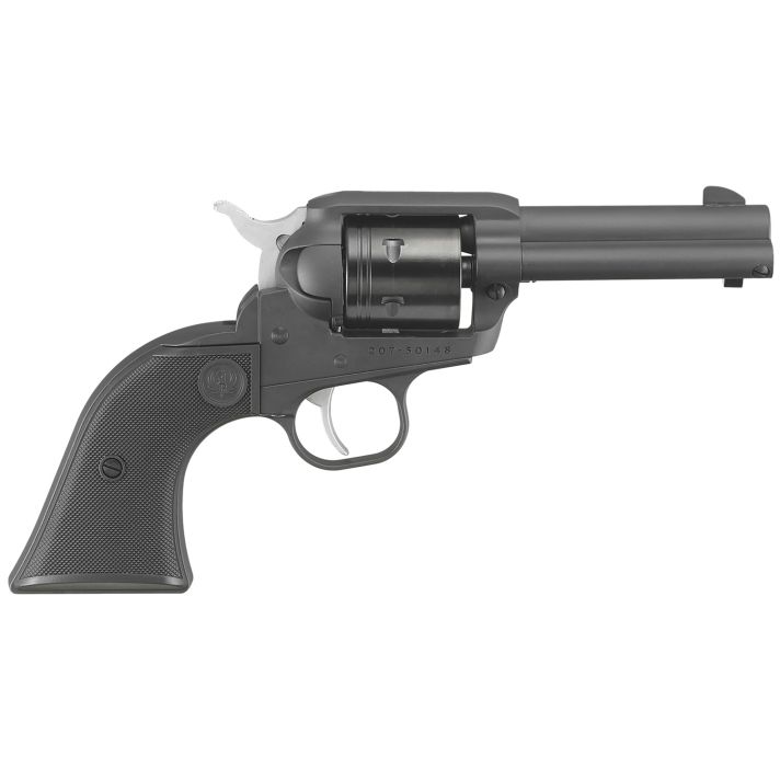 Ruger 2052 Wrangler22 LR 6 Shot 3.75" Black Cerakote Steel Barrel, Black Cerakote Aluminum Frame, Black Cerakote Cylinder, Black Checkered Polymer Grip, Transfer Bar Safety, Exposed Hammer