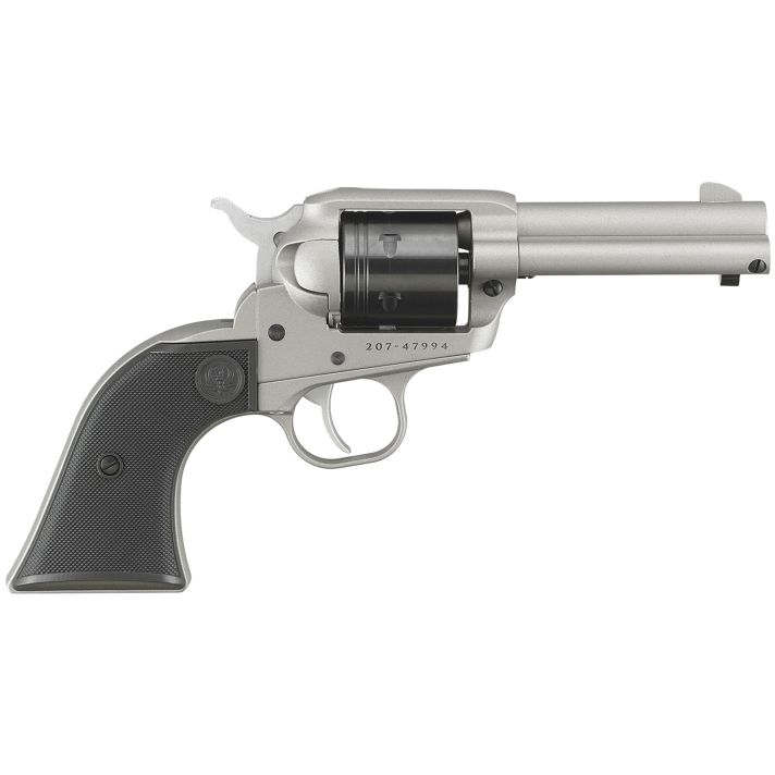 Ruger 2053 Wrangler22 LR 6 Shot 3.75" Silver Cerakote Steel Barrel, Silver Cerakote Aluminum Frame, Black Cerakote Cylinder, Black Checkered Polymer Grip, Transfer Bar Safety, Exposed Hammer