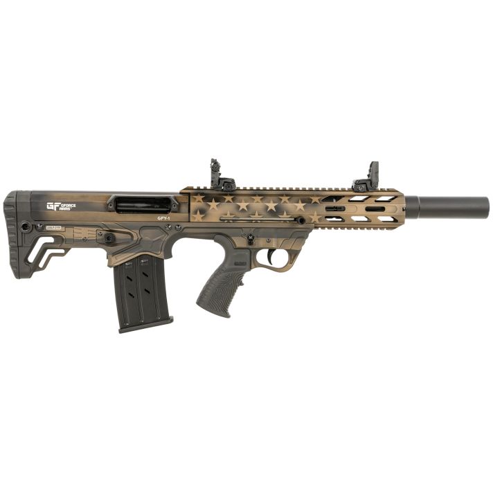 Gforce Arms GFY1USBNZ GFY-112 Gauge Semi-Auto 3" 5+1 18.50" Black Threaded Barrel, American Flag Burnt Bronze Aluminum Receiver, Picatinny Rail Bronze Bullpup Polymer Stock, Polymer Grip