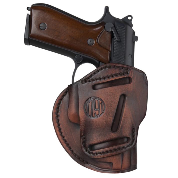 1791 Gunleather 3WH6VTGA 3-WayIWB/OWB Size 06 Vintage Leather Belt Loop Fits Beretta 92 Fits Walther PPQ Fits Sig P320 Ambidextrous Hand