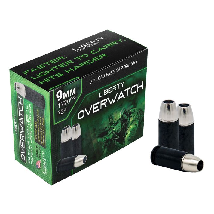 Liberty Ammunition LAOW9MM721700 OverWatch9mmLuger 72gr Open Cavity Design 20 Per Box/50 Case