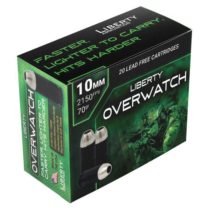 Liberty Ammunition LAOW10MM702150 OverWatch10mmAuto 70gr Open Cavity Design 20 Per Box/50 Case