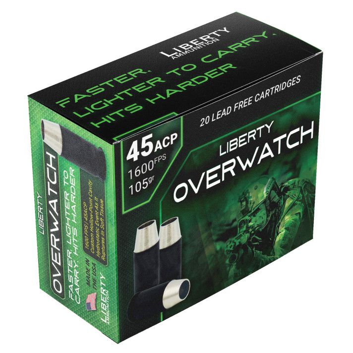 Liberty Ammunition LAOW451051600 OverWatch45ACP 105gr Open Cavity Design 20 Per Box/50 Case
