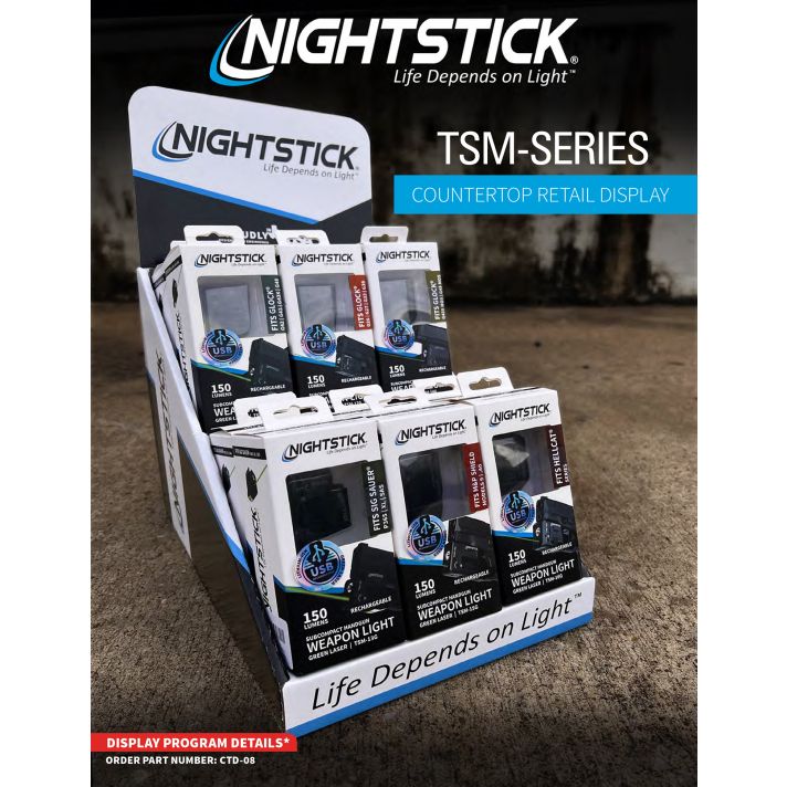 Nightstick CTD08 Counter Display12 TSM Weapon Light w/Green Laser