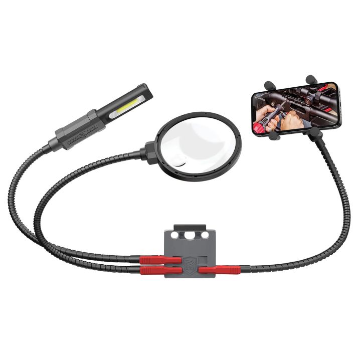 Real Avid AVMVACC Smart MountQuick-Connect, Includes Magnifying Glass, 180 Lumen Work Light, Cell Phone Holder