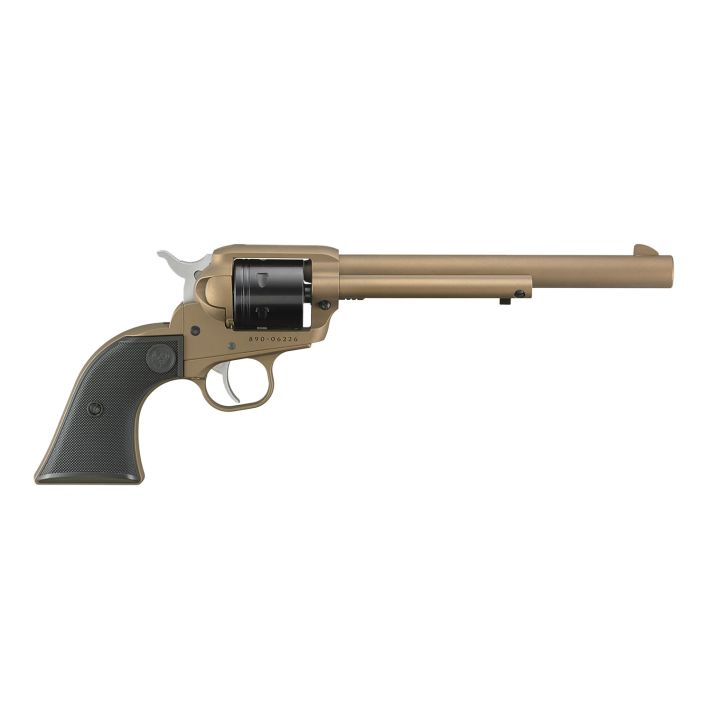 Ruger 2040 Wrangler22 LR 6 Shot 7.50" Burnt Bronze Cerakote Barrel & Frame Black Cerakote Cylinder Black Checkered Polymer Grips