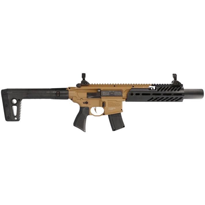 Sig Sauer Airguns AIRMCXCANEBRAKE MCX Canebrake AirCO2 (Not Included) 177 Pellet 30rd, FDE Metal Rec, Removable Fixed Black Synthetic Stock, Flat Trigger, Flip-Up Sights