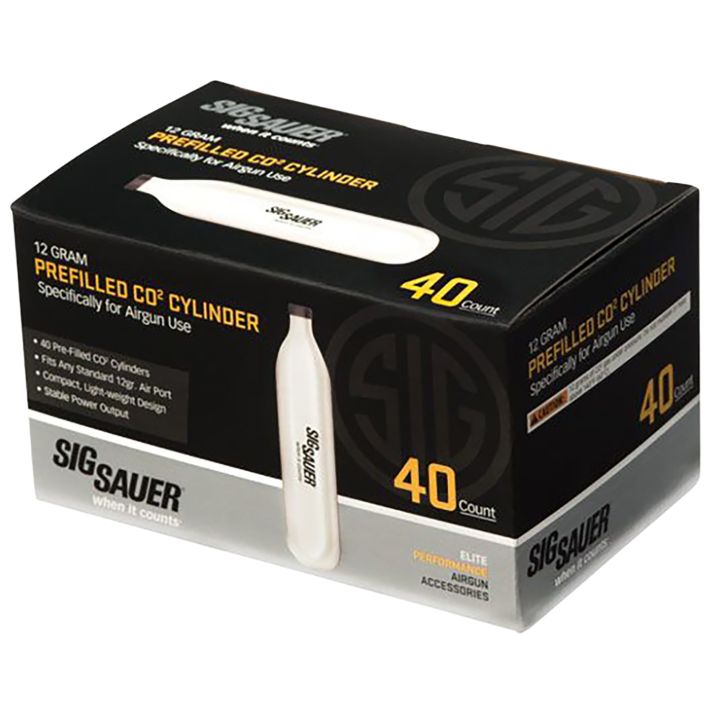 Sig Sauer Airguns AC1240 CO2 Cylinders Cartridges, 12 Grams, 40 Per Box
