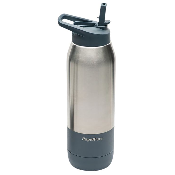 RapidPure 01600124 Purifier + Insulated Steel Bottle Compatible With Most 2.5" Water Bottles, Stainless Steel, 3.5" x 3.5" x 11.1", Includes Ultralight Straw